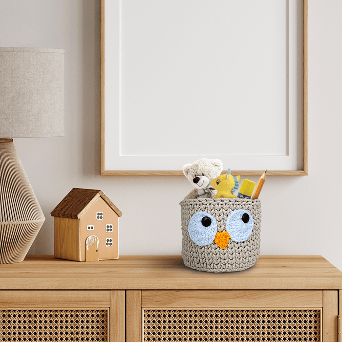 Handmade Crochet Owl Basket for Storage Handamde