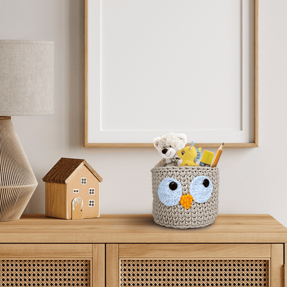 Handmade Crochet Owl Basket for Storage Handamde