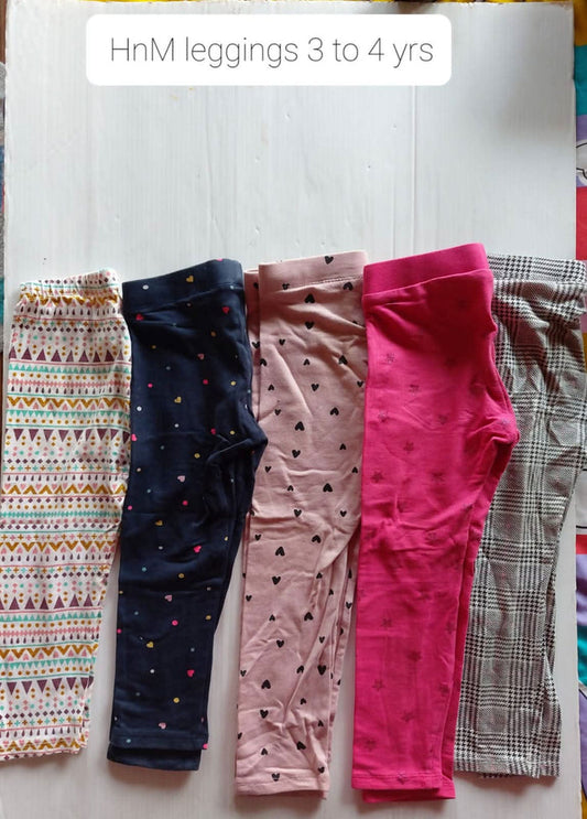 H&M Beatiful Leggings Set Of 5 For 3 To 4 Years Girl - PyaraBaby
