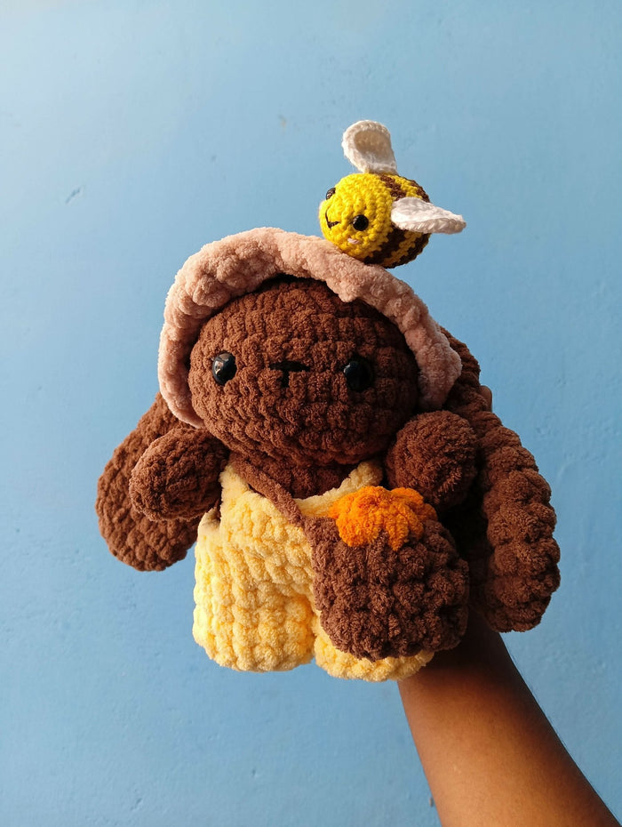 Honey Bunny with bee crochet Plushie