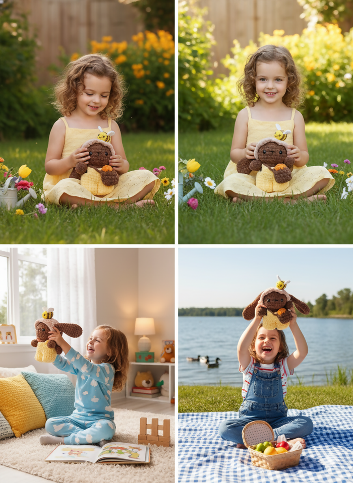 Honey Bunny with Bee Crochet Plushie