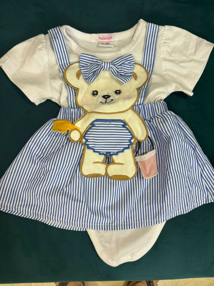 HOPSCOTCH Bodysuit Set Of (2) One with Lace and Crochet and One with Bunny Applique In Cotton