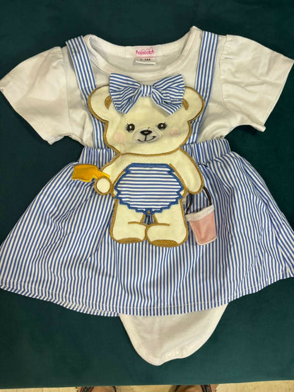 HOPSCOTCH Bodysuit Set Of (2) One with Lace and Crochet and One with Bunny Applique In Cotton