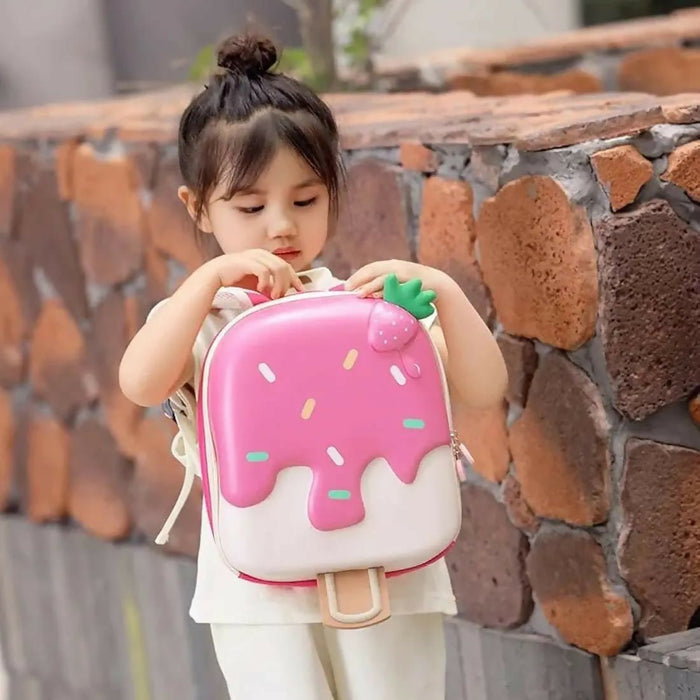 Pink ice cream-themed backpack