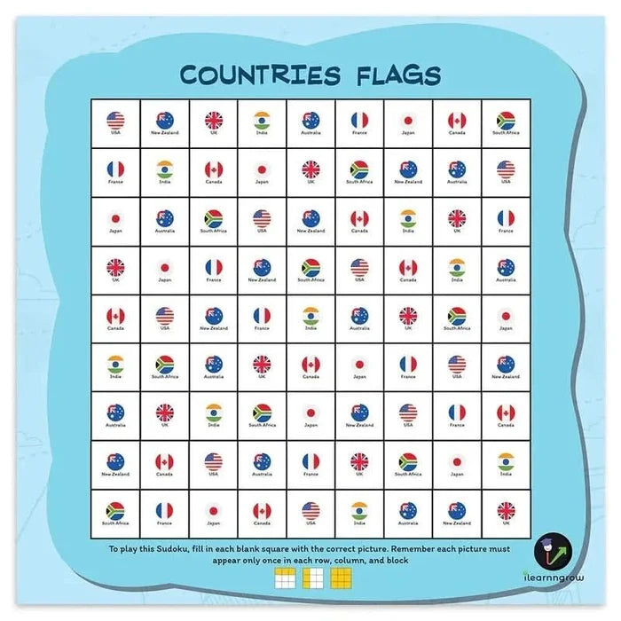 I LEARNN GROW  Countries Theme Sudoku Combo