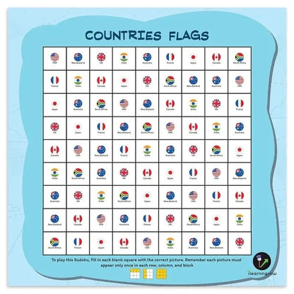 I LEARNN GROW  Countries Theme Sudoku Combo