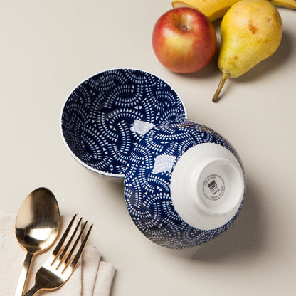 Indigo Geo Stamped Bowl 4 inch