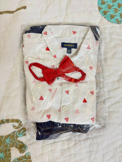 JUNIORS by Lifestyle boys shirt, bow tie & jeans set – brand new, size 18–24 months, fits up to 3 yrs.