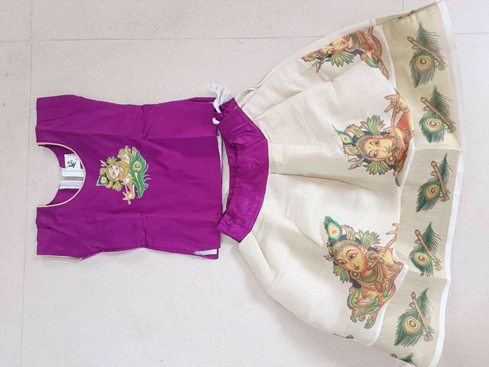 Kerala kasavu skirt and top