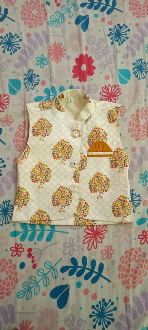 Dress your little one in style with the Kurta Pyjama and Printed Fancy White Base Jacket—perfect for festive occasions, blending tradition with a chic, modern touch!