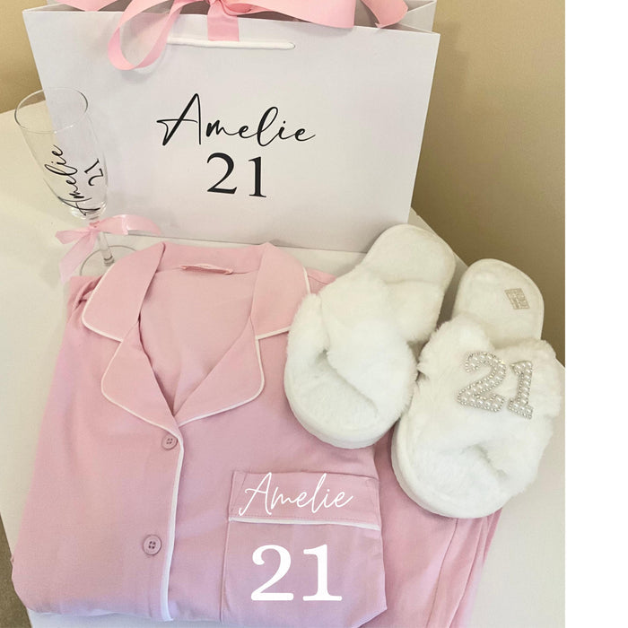 Ladies Cotton Birthday PJs  Personalised Long Pyjama Set - birthday gift for her