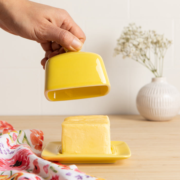 Lemon Yellow Square Butter Dish