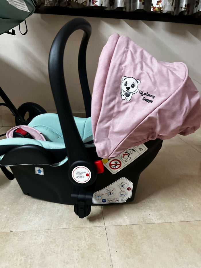 LIFELONG  Baby Stroller/Pram, Pink & green/ Travel system with car seat