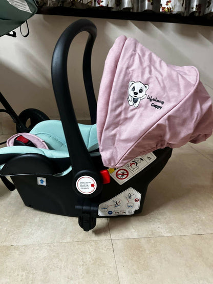 LIFELONG  Baby Stroller/Pram, Pink & green/ Travel system with car seat