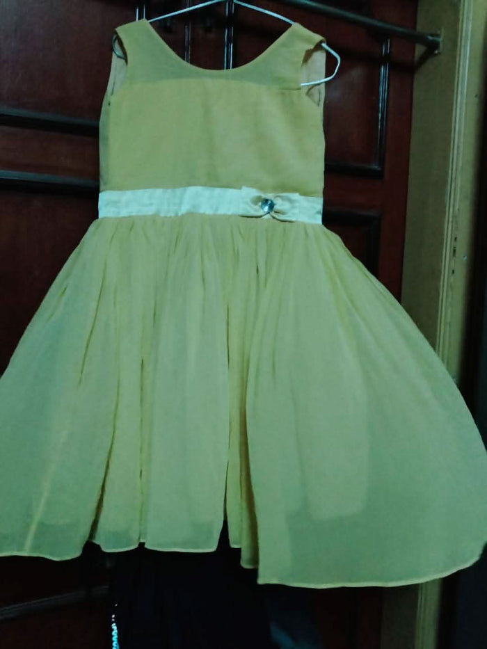 Light yellow party wear dress for 7-8 years girl - PyaraBaby