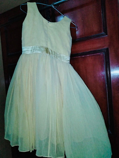 Light yellow party wear dress for 7-8 years girl - PyaraBaby