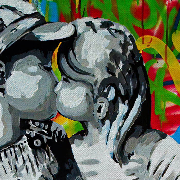 Little Boy And Girl Kissing Canvas Wall Art