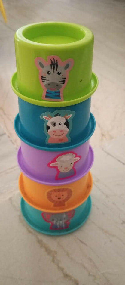 LITTLE’S pack of 6 baby toys – nesting eggs, stacking rings, rattle & more for fun learning.
