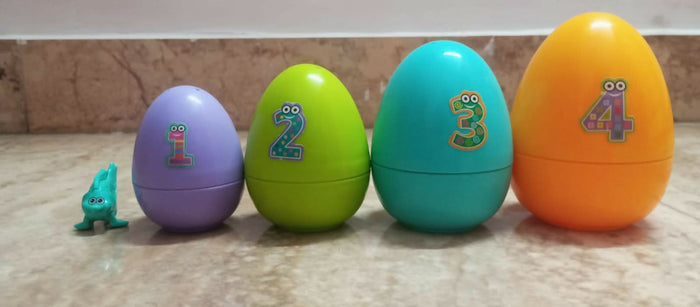 LITTLE’S pack of 6 baby toys – nesting eggs, stacking rings, rattle & more for fun learning.