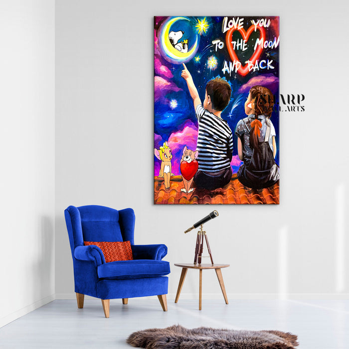 Love You To The Moon And Back Canvas Wall Art