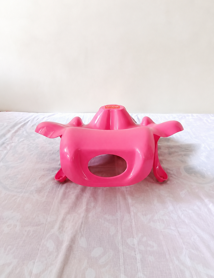 LuvLap Baby Bath Support Chair B132 in Preloved New condition, available in Chennai, Tamil Nadu, featuring an ergonomic reclined design and 4 suction cups for stable, comfortable support during supervised baby bath time.