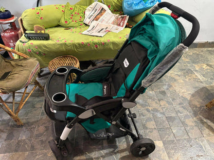 LuvLap Galaxy stroller, LuvLap baby stroller, travel-friendly stroller, reclining baby pram, stroller with safety harness, lightweight stroller for babies