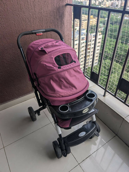 LUVLAP Galaxy Baby Stroller for 0–3 years with comfortable reclining seat, protective canopy, safety harness, smooth wheels, foldable frame, and convenient storage for everyday outings with babies and toddlers.