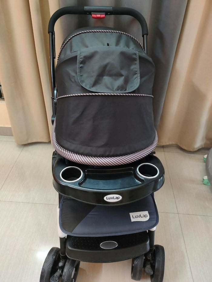 Buy LuvLap Baby Stroller – Safe, foldable pram with reclining seat, safety harness, and storage basket for newborns and toddlers.