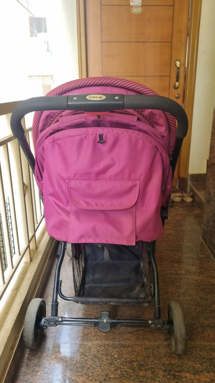 LUVLAP Galaxy Baby Stroller/Pram in Some Used condition featuring a comfortable reclining seat, protective canopy, safety harness, smooth wheels, foldable frame, and convenient storage for everyday outings and travel.