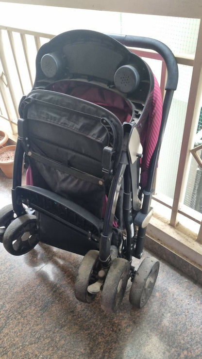 LUVLAP Galaxy Baby Stroller/Pram in Some Used condition featuring a comfortable reclining seat, protective canopy, safety harness, smooth wheels, foldable frame, and convenient storage for everyday outings and travel.