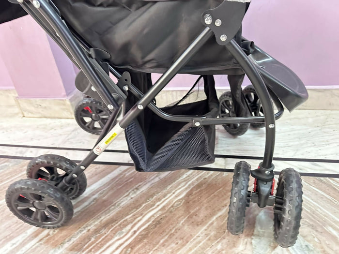 LUVLAP Starshine Baby Stroller/Pram with comfortable reclining seat, foldable frame, adjustable canopy, safety harness, smooth wheels, and convenient storage basket for everyday outings with babies and toddlers.