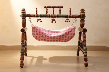 Malaysian Teak Wood Cradle, Dimensions: L53×W32×H42 Inches