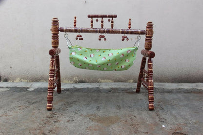 Malaysian Teak Wood Cradle, Dimensions: L53×W32×H42 Inches