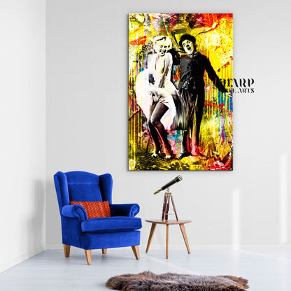 Marilyn Monroe And Charlie Chaplin Canvas Wall Art