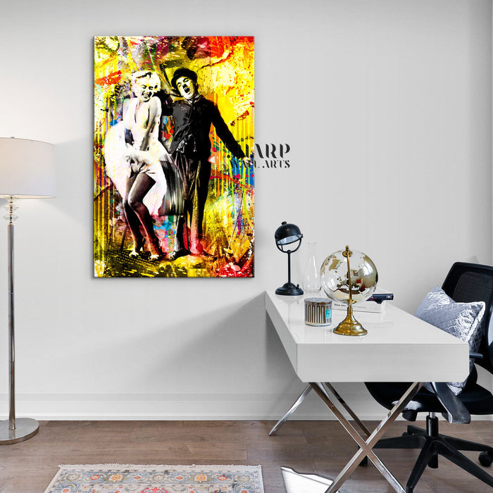 Marilyn Monroe And Charlie Chaplin Canvas Wall Art