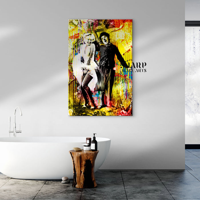 Marilyn Monroe And Charlie Chaplin Canvas Wall Art