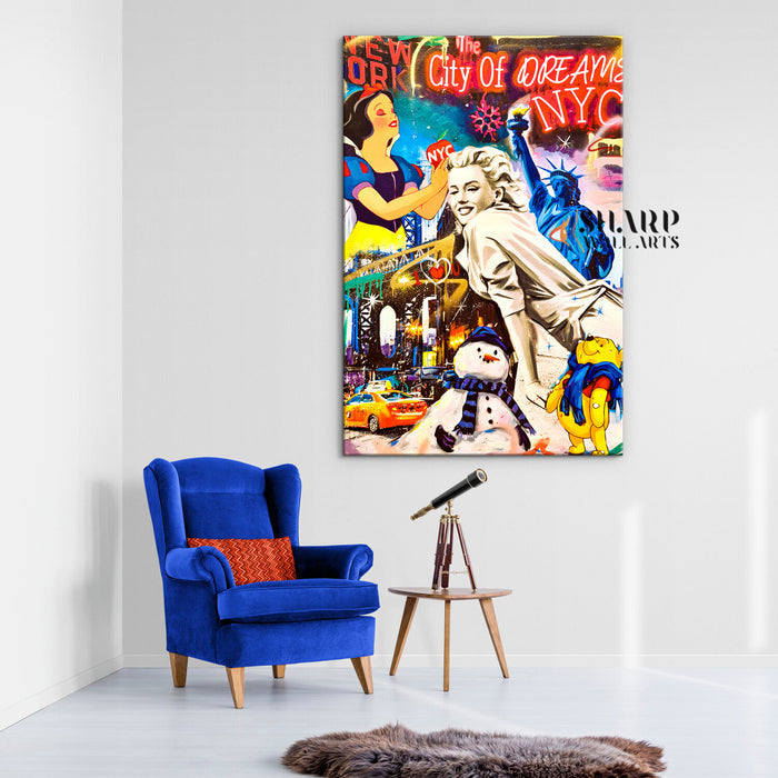 Marilyn Monroe In NY City Of Dreams Canvas Wall Art