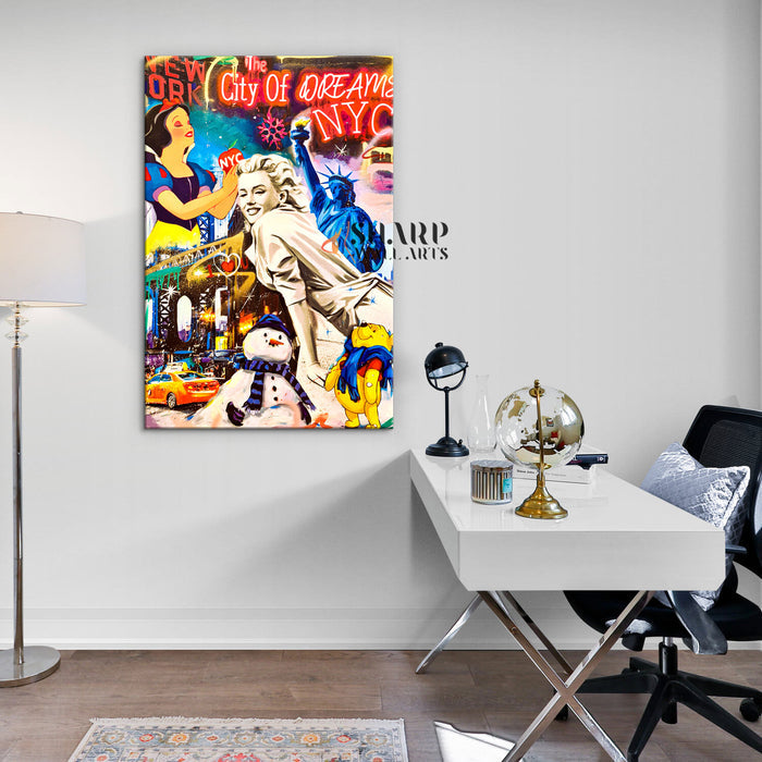 Marilyn Monroe In NY City Of Dreams Canvas Wall Art