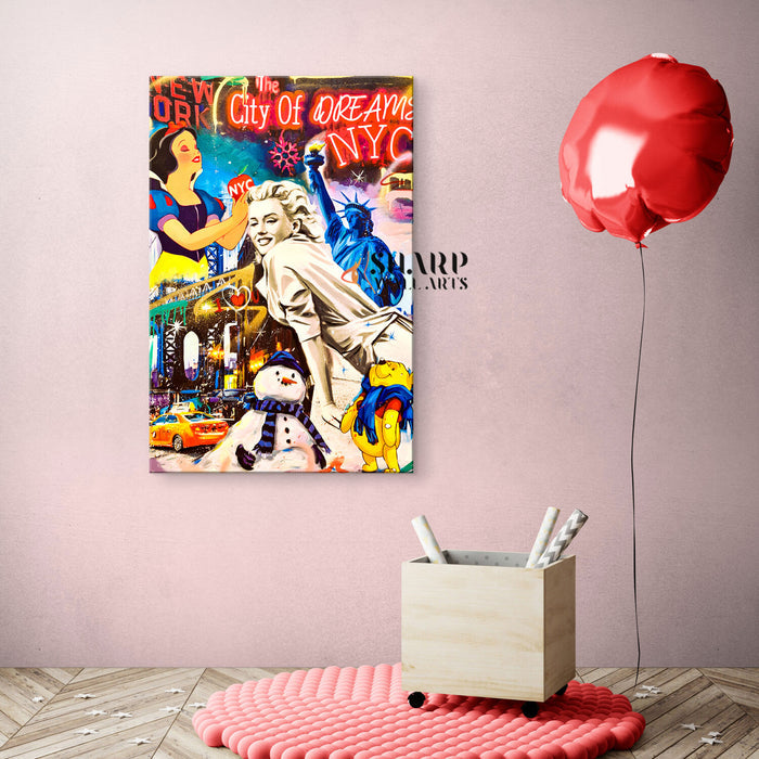 Marilyn Monroe In NY City Of Dreams Canvas Wall Art