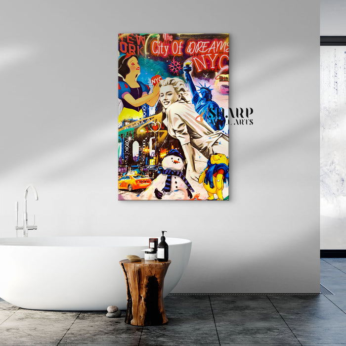 Marilyn Monroe In NY City Of Dreams Canvas Wall Art
