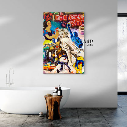Marilyn Monroe In NY City Of Dreams Canvas Wall Art