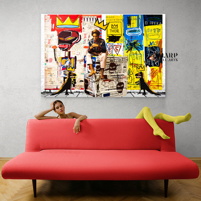Mean Michel Basquiat Studio Canvas Wall Art