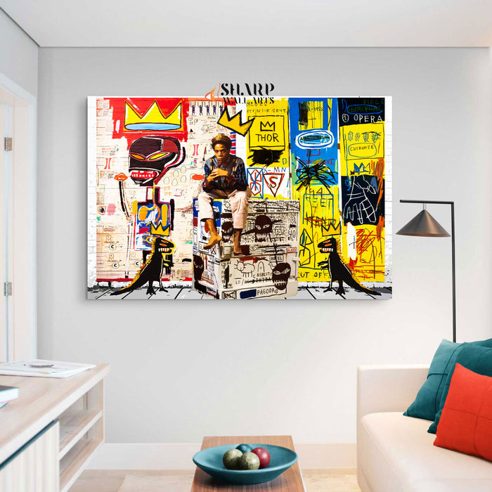 Mean Michel Basquiat Studio Canvas Wall Art