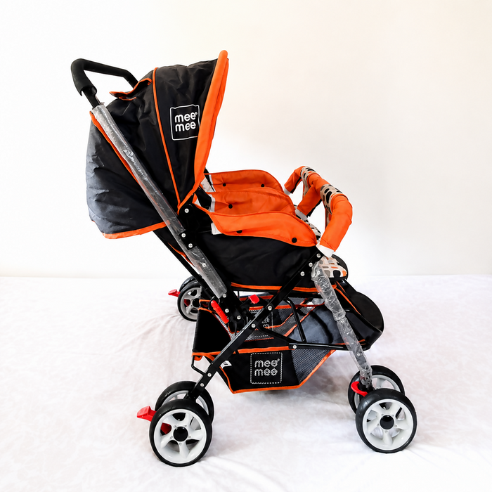 Mee Mee Twin Baby Stroller Double Pram B124 in Almost New condition, available in Chennai, Tamil Nadu, featuring side-by-side reclining seats for comfortable everyday outings with twins or siblings.