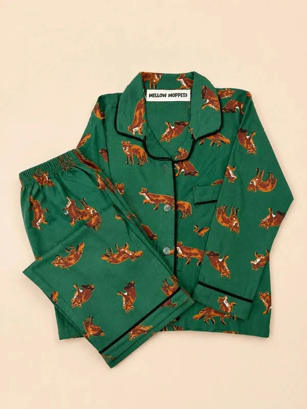 MELLOW Little Wolf full sleeves night suit with soft comfortable fabric, playful wolf-themed design, full-sleeve coverage, and a cozy fit for bedtime and everyday lounging.