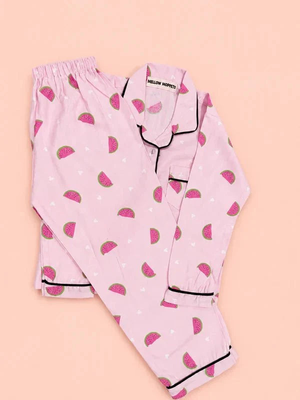 MELLOW Sweet Watermelon night suit with soft comfortable fabric, playful watermelon-themed print, relaxed fit, and cozy comfort for bedtime, sleep, and everyday lounging.