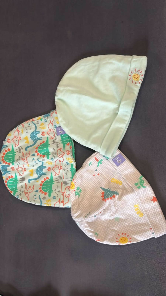 Miarcus Caps Set of 3 provides soft, comfortable, and stylish headwear for babies, made from premium, breathable fabrics.