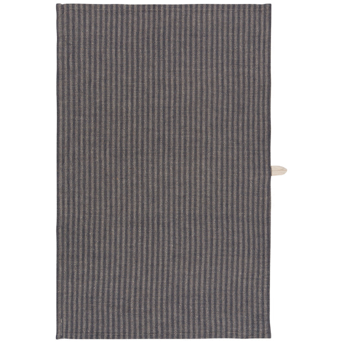 Midnight Stripe Linen-Cotton Dishtowel