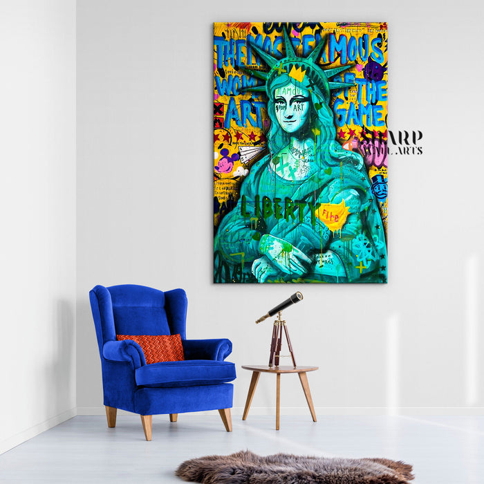 Mona Lisa Liberty Fire Canvas Wall Art