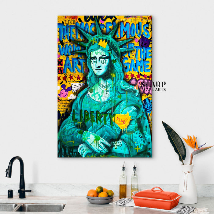 Mona Lisa Liberty Fire Canvas Wall Art